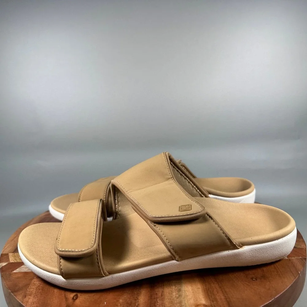 Spenco Kholo Plus Women 11 D Tan Beige Adjustable Strap Orthotic Slide Sandals